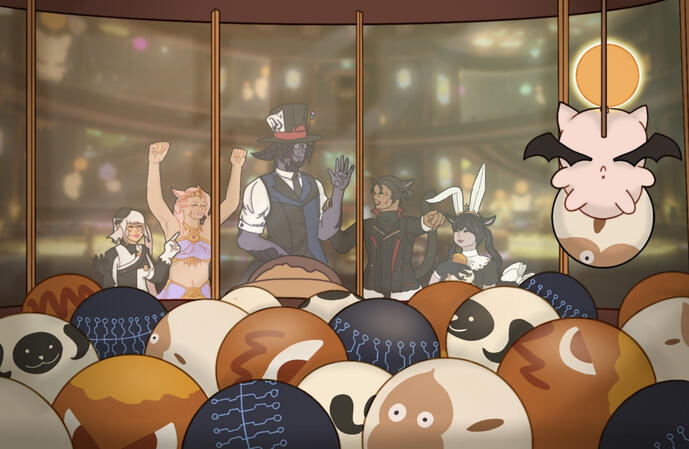 Marvin the furby celebrates his birthday.